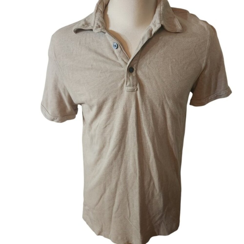 Banana Republic Mens Tan Modal cotton blend Polo tee‎ Large fits smaller